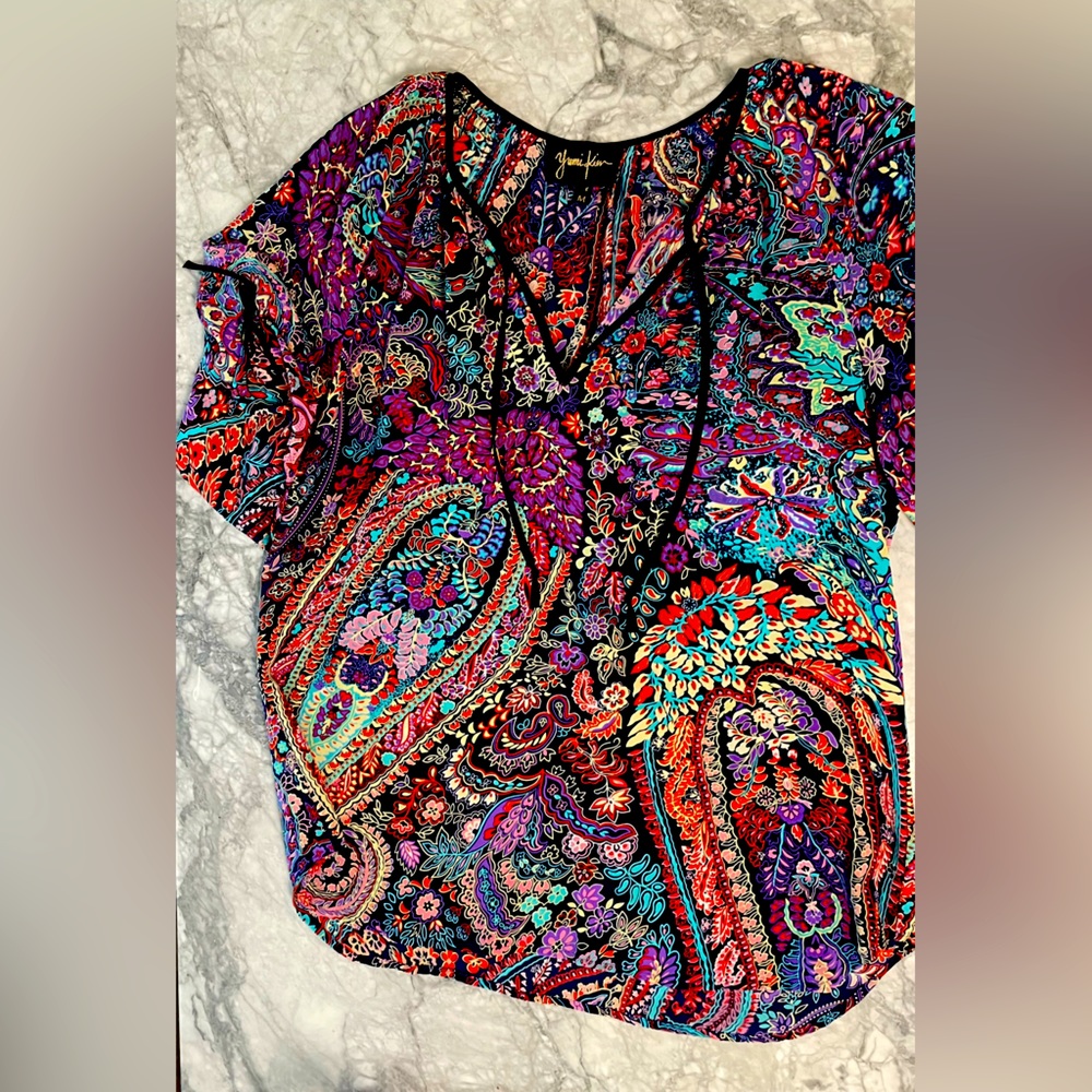 Yumi Kim 3/4 length sleeve floral shirt size medium